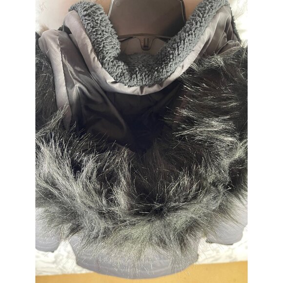 Maralyn & Me Womens Juniors Long Puffer Coat With Faux Fur Hood & Side Zippers - Picture 6 of 12